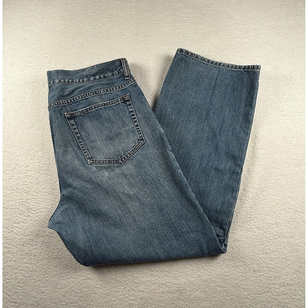 J. Crew Jeans Mens 36x32 Blue Denim Medium Wash Cotton Relaxed Fit Straight Leg